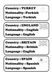 English Worksheet: Countries-Nationalities-Languages-Flags