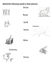 English Worksheet: The three little pigs matching vocabulary