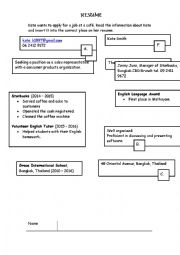 English Worksheet: HOW TO WRITE A RESUME