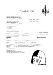 English Worksheet: Sia - Chandelier lyrics worksheet