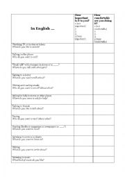 English Worksheet: ESL In-Depth Needs Assessment