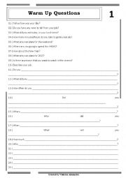 English Worksheet: Warm Up