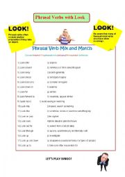 English Worksheet: Phrasal Verbs with Look - worksheet, reading, game etc.