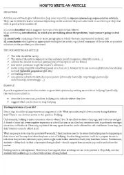 English Worksheet: How to write an article