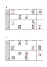 English Worksheet: timetable activity