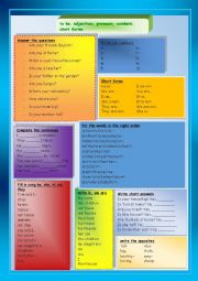 English Worksheet: to be, pronouns, adjectives, short forms