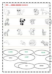 English Worksheet: ANIMAL  ABILITIES  (version 2)