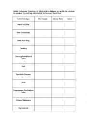 English Worksheet: Gothic Techniques Handout