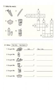 English Worksheet: food likes and dislikes