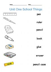 English Worksheet: School Things