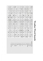 English Worksheet: Weather Word Search