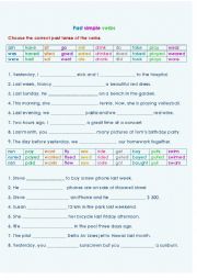 English Worksheet: Simple past verb Test #1