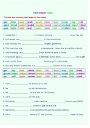 English Worksheet: Simple past verb Test #3
