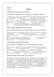 English Worksheet: review