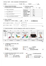 English Worksheet: Initial test