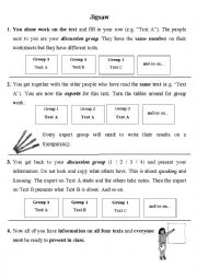 English Worksheet: Method: Jigsaw