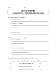 English Worksheet: Present simple and frequency adverbs