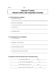 English Worksheet: Present simple and frequency adverbs