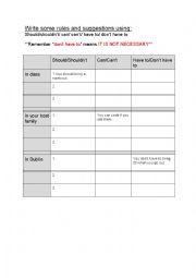 English Worksheet: Modals of Obligation (have to/ should)