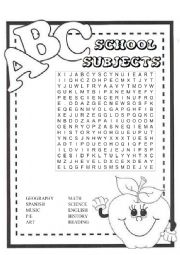 English Worksheet: SCHOOL SUBJECTS