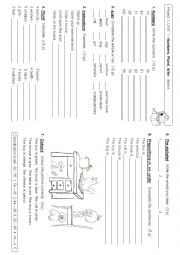 English Worksheet: Numbers, Plural, Instructions, A/An - REVISION Test