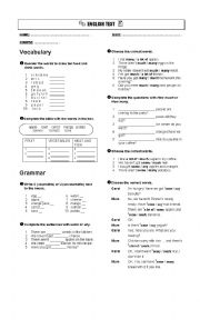 English Worksheet: Test - 5th course