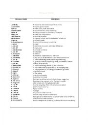 English Worksheet: Phrasal Verbs List