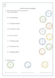 English Worksheet: Whats the time? 