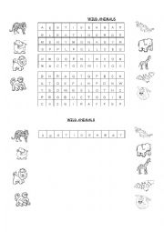 English Worksheet: animals puzzle
