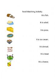 English Worksheet: Food Matching Activity 