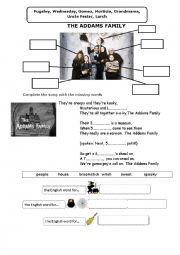 English Worksheet: The Addams Family