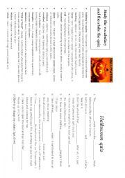 English Worksheet: Halloween Quiz