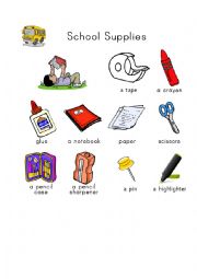 English Worksheet: School Supplies