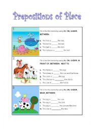 English Worksheet: preposition of place