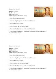 English Worksheet: Anne with an E- Episode 1 Comp Questions