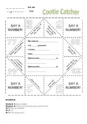 English Worksheet: Cootie Catcher, 