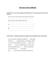 English Worksheet: first and second conditional