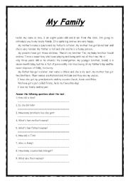 English Worksheet: My family 