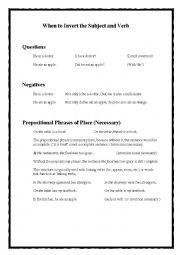 English Worksheet: inversion rules