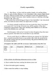 English Worksheet: family responsibilities 