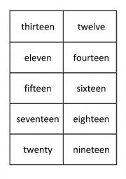 English Worksheet: Numbers double flashcards