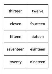 Numbers double flashcards