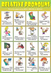 English Worksheet: Relative Pronouns (who, whose or which)