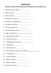 English Worksheet: Mad Libs Style Similes