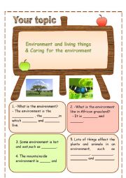 English Worksheet: ENVIRONMENT & LIVING THINGS