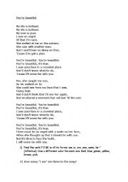 English Worksheet: Youre beautiful-James Blunt