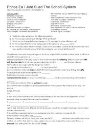English Worksheet: Prince Ea I Just Sued The School System 