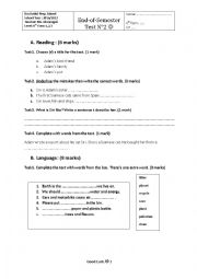 English Worksheet: 8th form Test