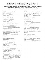 English Worksheet: Better when Im dancing - Meghan Trainor 