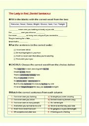 English Worksheet: Song_Lady in Red